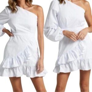 Showpo White Dress with Pink Label, US 4